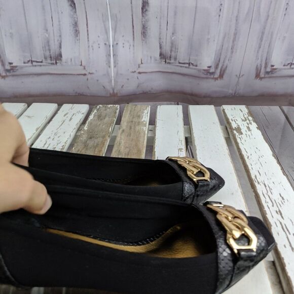 Arturo Chiang 7 7M heels peek shoes black ballet f - Picture 7 of 7